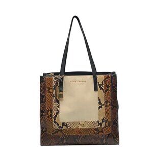 Marc Jacobs Black Snake Embossed Leather Grind Shopper Tote Bag